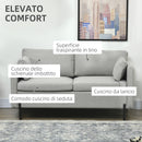 Divano 2 Posti 143x73x77 cm in Tessuto Effetto Lino Grigio