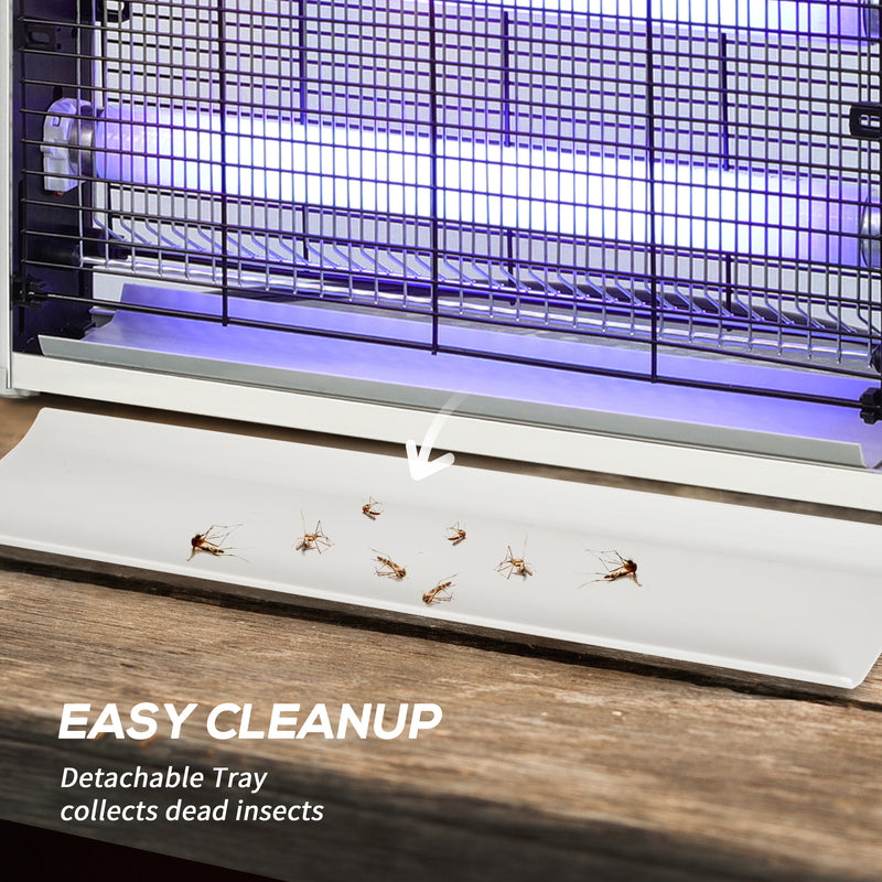 Zanzariera Elettrica 2 Lampade 20W in ABS e Metallo Bianca