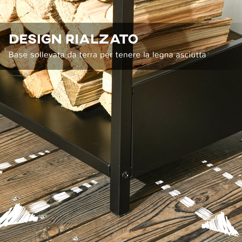 Scaffale Portalegna 39x35x76 cm in Acciaio Nero