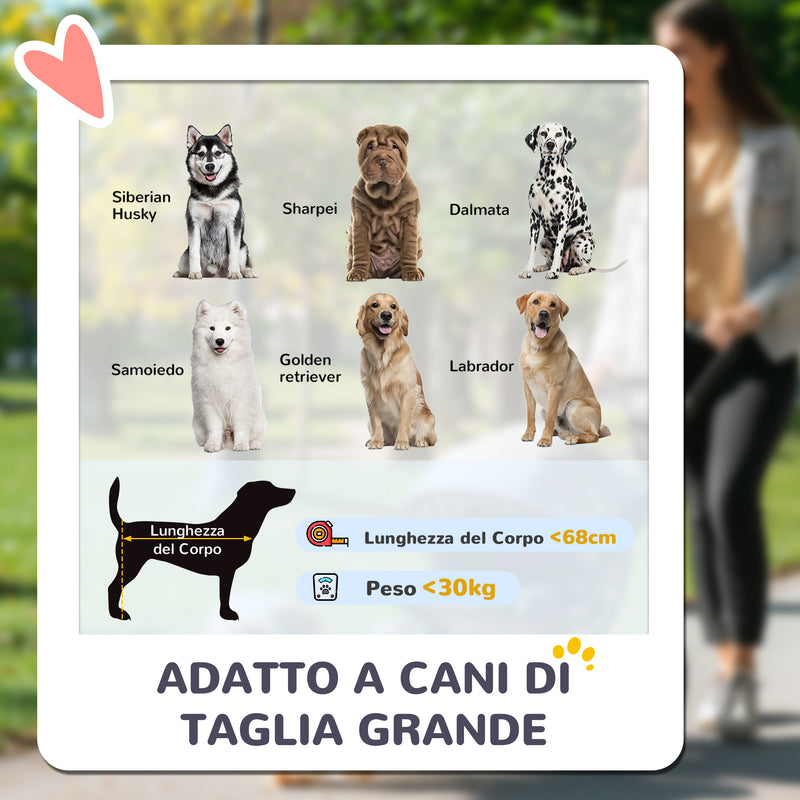 Passeggino per Cani Taglia Grande 124x67x100 cm Pieghevole con Finestre a Rete e Guinzagli Grigio  