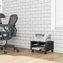Mobile Porta Stampante a 2 Ripiani in Legno con Ruote per Ufficio e Studio 47x40x22,5 cm in Truciolato Nero