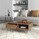 Tavolino da Caffè 95x62x36,5 cm in Truciolato e Metallo Oro e Legno Naturale