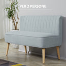 Divano 2 Posti 117x56.5x77 cm in Tessuto con Gambe in Legno Verde Chiaro 