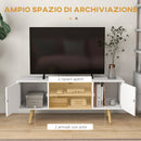 Mobile TV 55"" max con 2 Armadietti e 2 Ripiani Aperti 120x34x50 cm in Legno e Truciolato Bianco