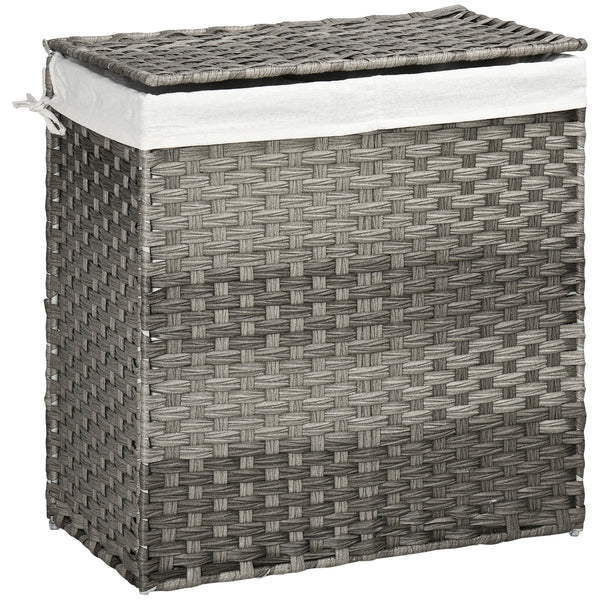 Grauer Wäschekorb 56,5x33x61 cm mit abnehmbarer Tasche online