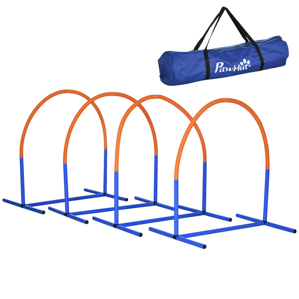 online Set Agility Dog con 4 Archi Componibili e Borsa da Trasporto in PE e ABS Blu e Arancione