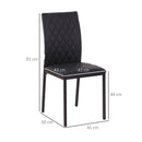 Set 4 Sedie da Pranzo in Finta Pelle Effetto Diamantato Nero   