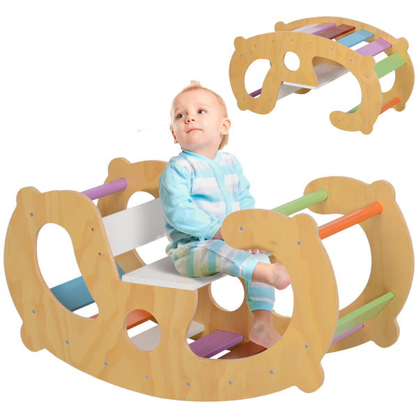 Gioco per Bambini 2 in 1 Arco Montessoriano Sedia a Dondolo 91x41x48 cm in Legno di Pino prezzo