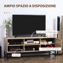 Mobile TV max 60" con 4 Ripiani e Armadietto a 2 Livelli 140x40x55,3 cm in MDF e  Acciaio