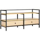 Mobile TV Max 55” 120x40x59 cm in Acciaio e Truciolato Nero e Legno Naturale