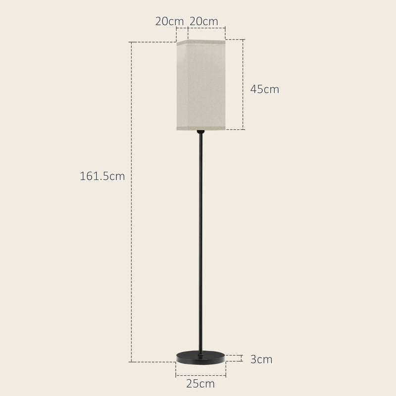 Lampada da Terra 40W con Interruttore a Pedale Ø25x161.5 cm Paralume in Tessuto Effetto Lino Nero e Beige 