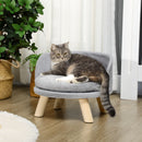 Divano per Cani e Gatti Rotondo con Cuscino in Tessuto di Peluche e Legno Ø40,5x33 cm Grigio