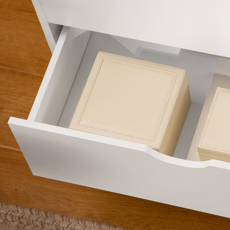 Cassettiera 6 Cassetti con Maniglie Laminate 120x40x76 cm in Legno di Pino Bianca e color Legno