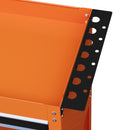 Carrello Porta Attrezzi con Manico Laterale 3 Ripiani e Cassetto 82x35x76 cm in Acciaio Arancione 