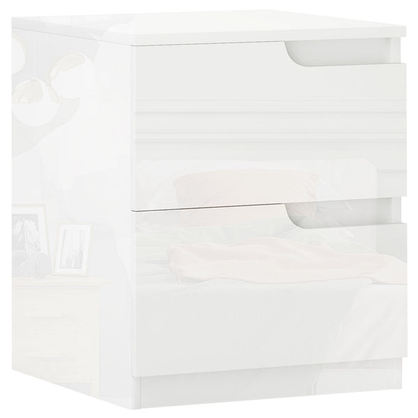 sconto Comodino con Cassetti 40x40x48 cm in Legno Bianco Lucido