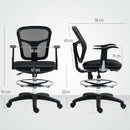 Sedia Girevole 55x58x94 cm con Anello Poggiapiedi e Schienale Ricurvo Nero  