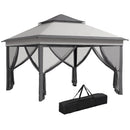 Gazebo da Giardino 326x326x272 cm Altezza Regolabile e Zanzariere Grigio Chiaro e Scuro   