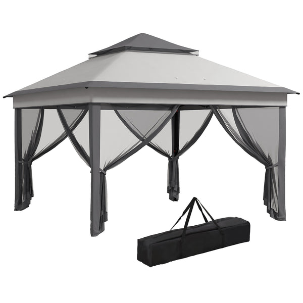 Gazebo da Giardino 326x326x272 cm Altezza Regolabile e Zanzariere Grigio Chiaro e Scuro online