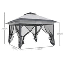 Gazebo Pieghevole con Prese d'Aria e Zanzariere 3,6x3,6m in Acciaio e Tessuto Oxford Grigio