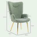 Poltrona Moderna con Schienale Alto 73x68x111 cm in Tessuto Effetto Sherpa Verde e Oro 