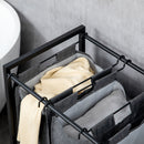 Mobile Portabiancheria 106x40x75 cm con 3 Sacchi in Tessuto e 3 Ripiani Grigio e Marrone