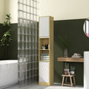 Mobile a Colonna da Bagno Salvaspazio con 2 Armadietti e 2 Ripiani 30x24x170 cm Rovere e Bianco 