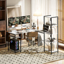 Scrivania Angolare 137x140x139,5 cm Supporto per Monitor Presa Elettrica e USB Bianco e Nero   