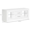 Mobile TV da 55” 120x40x50 cm con Luce LED in Legno e Vetro Bianco