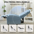Poltrona Relax Reclinabile 165° 69x85x100 cm in Tessuto Effetto Lino Azzurro 
