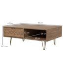 Tavolino da Caffè 95x62x36,5 cm in Truciolato e Metallo Oro e Legno Naturale