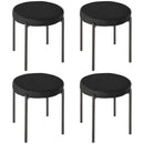 Set 4 Sgabelli Rotondi Ø41,5x46 cm in Tessuto Effetto Velluto Nero  