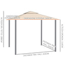 Gazebo da Giardino 3x3m con Tenda Parasole Laterale Cachi