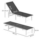 Lettino Sdraio 60x166x84 cm con Schienale Regolabile su 5 Livelli in Acciaio e Textilene Bianco e Grigio  