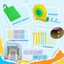 Castello Giostra Gonfiabile 250x165x200 cm per Bambini 3-8 Anni Scivolo e Area di Salto con Soffiatore Lilla e Azzurro 