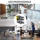 Carrello Pulizie Professionale 3 Livelli 110x50x92 cm in Plastica e Alluminio Grigio