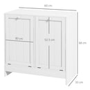 Mobile Portabiancheria con 2 Scomparti a Ribalta 66x33x68 cm in Legno Bianco