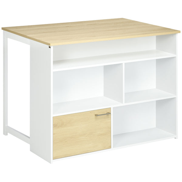 Isola da Cucina con Piano a Ribalta 116x79,5x91 cm in MDF Bianco e Legno Naturale sconto