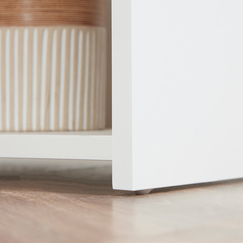 Isola da Cucina 3 Ripiani 105x65x90 cm  con Portacoltelli in Legno Truciolare Bianco