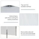 Gazebo da Giardino  ad Altezza Regolabile su 3 Livelli 3x3m in Poliestere e Acciaio Bianco