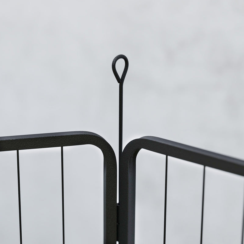 Recinto per Cani a 6 Pannelli Modulabili da 80x1,5x80A cm con Porta di Ingresso in Acciaio Nero    