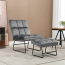 Sedia Imbottita con Poggiapiedi 60x80,5x89 cm in Tessuto Effetto Velluto Grigio