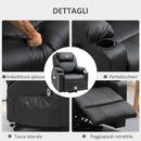 Poltrona Alzapersona 88x92x106 cm in Similpelle Nero