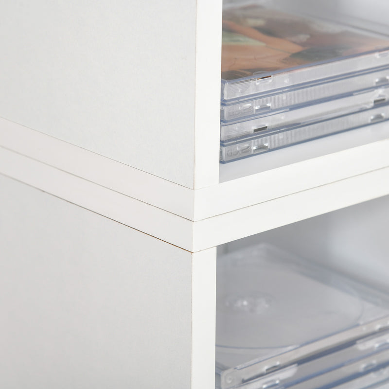 Set 2 Pezzi Mobile Libreria Porta CD 21x19.2x88,3 cm in Legno Bianco  