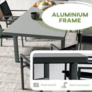 Set Tavolo Allungabile e 6 Sedie Pieghevoli da Giardino  in Alluminio Grigio e Nero