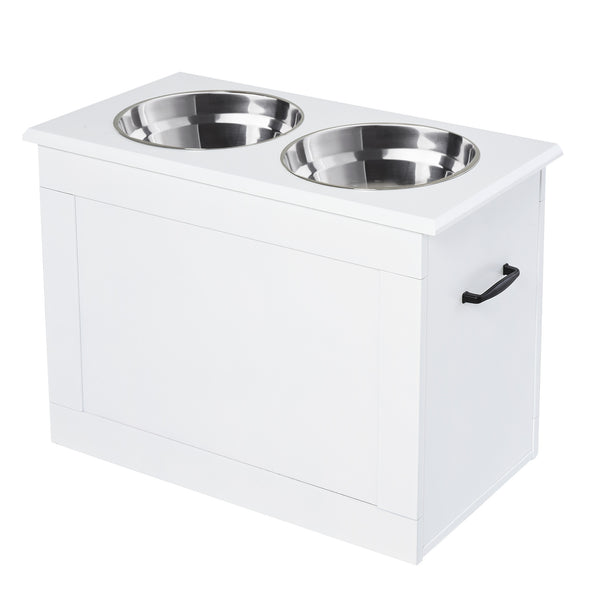 sconto Ciotole per Cani Grandi Rialzate 60x30x41 cm in Acciaio Inox e MDF Bianco
