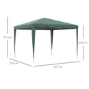 Gazebo da Giardino 293x293x252H cm Pieghevole e Portatile con Copertura Anti UV Verde   