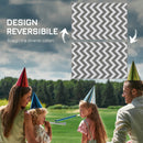Tappeto da Esterno Reversibile 121x182 cm con Fantasia Geometrica Grigio e Bianco   