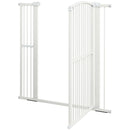 Cancellino per Cani Regolabile con 2 Estensioni 77-105x120 cm in Acciaio e Doppio Blocco Bianco