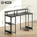 Scrivania per PC 120x 50x89,5 cm Reversibile con Prese Elettriche Luci e Supporto Monitor Nero   