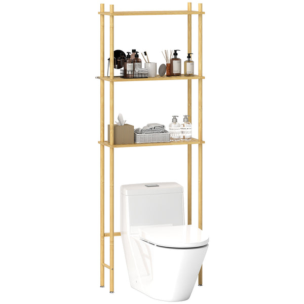 online Mobile Sopra WC 63,5x25,5x181 cm a 3 Ripiani a Doghe Salvaspazio in Bambù